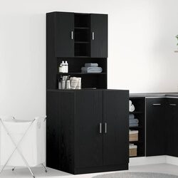 Laundry Room Organizer - 2 Piece Black Oak Storage