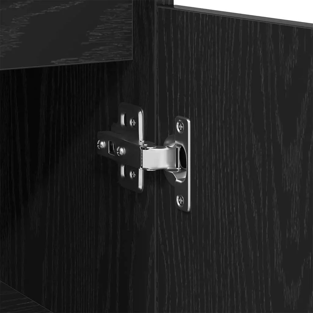 Bathroom Furniture Set 3 Piece Wall-mounted Black Oak with Doors Storage
