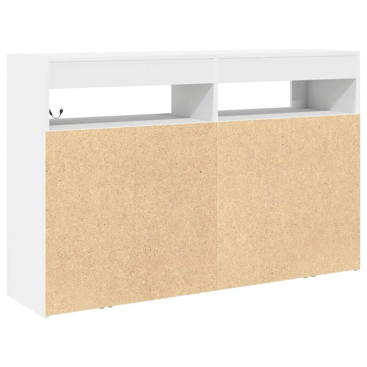 White Sideboard RGB LED Lights Modern Storage Cabinet Engineered Wood