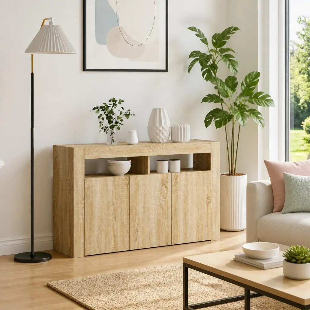 Sideboard 116x30x75cm Engineered Wood RGB LED Storage Cabinet