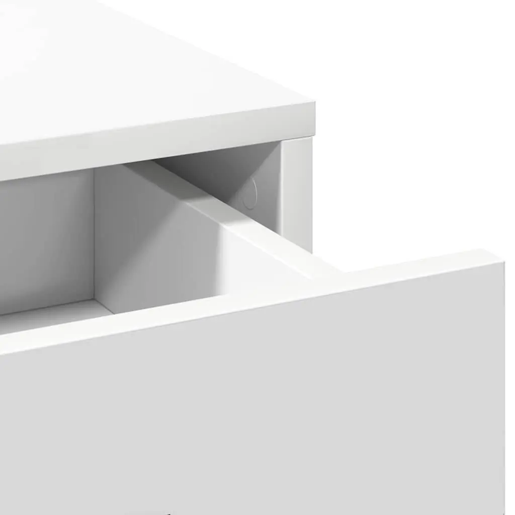 Dressing Table 2 pcs White Modern with LED Strip Lights Storage
