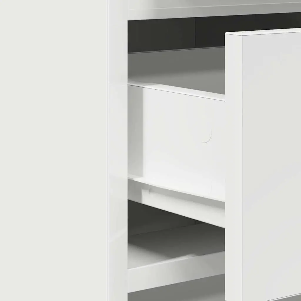 Dressing Table 2 pcs White Modern with LED Strip Lights Storage