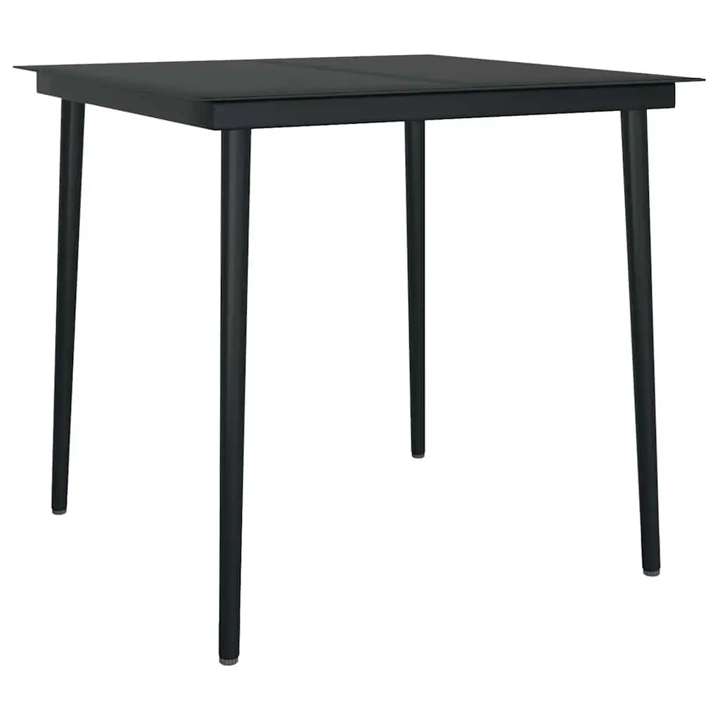 Garden Dining Set 3 Piece Outdoor Furniture Black Rattan Glass Table with Cushions