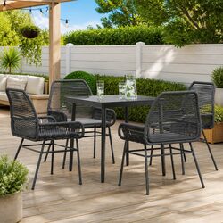 Outdoor 5-Piece Dining Set in Black Poly Rattan for Your Patio