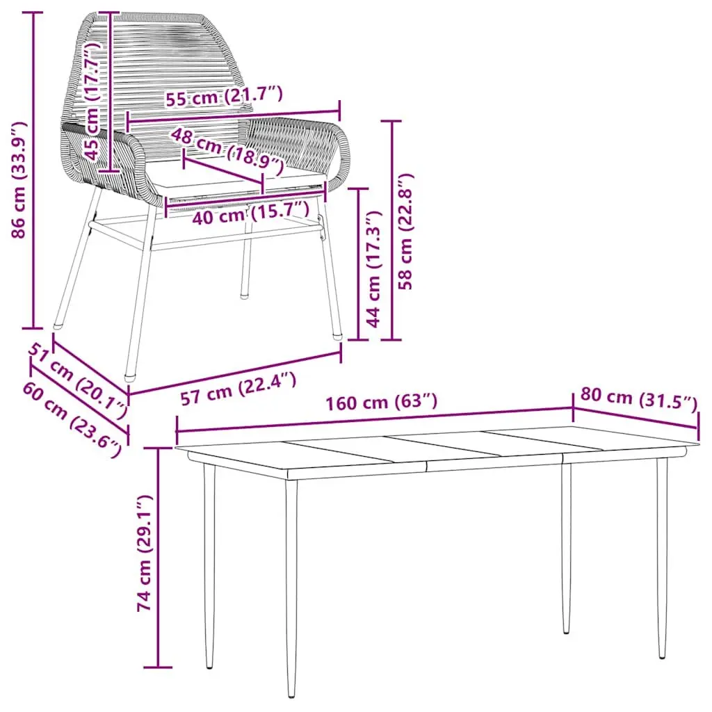7 Piece Garden Dining Set Brown Cushioned Outdoor Furniture Patio Table
