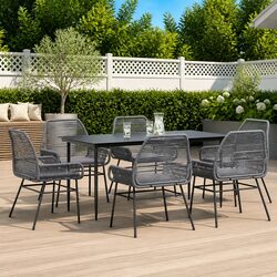 Elegant 7 Piece Grey Garden Dining Set for Outdoor Spaces