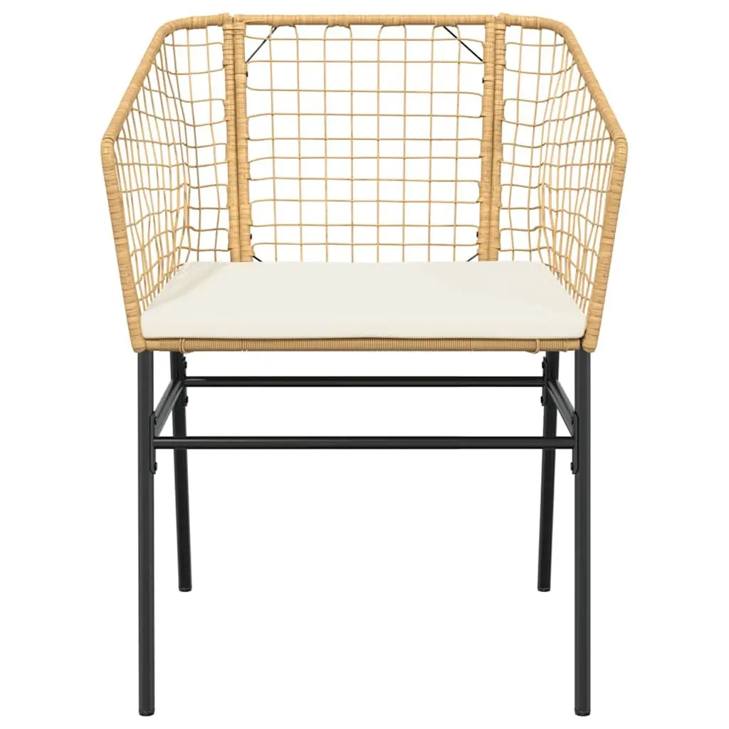 7 Piece Outdoor Dining Set Durable Brown Poly Rattan Weather Resistant with Tempered Glass Top and Cushioned Chairs