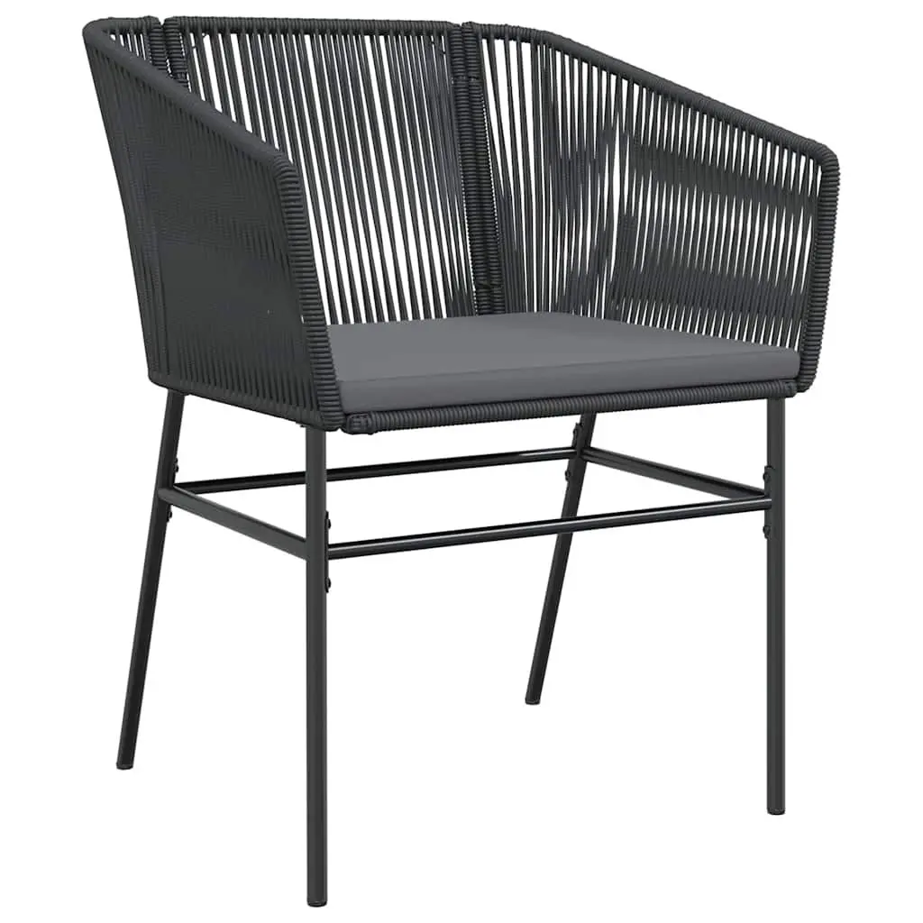 Garden Dining Set 5 Piece Outdoor Furniture Black Poly Rattan Tempered Glass Table and Chairs