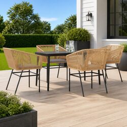 Stylish 5 Piece Brown Garden Dining Set with Cushions