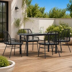Outdoor Dining Set 5-Piece Black Rattan Furniture