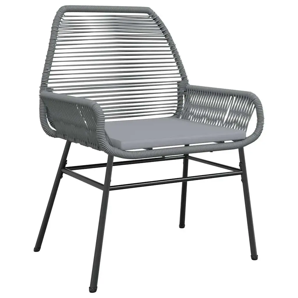 Garden Dining Set 3 Piece Grey Poly Rattan Cushioned Seating with Tempered Glass Table