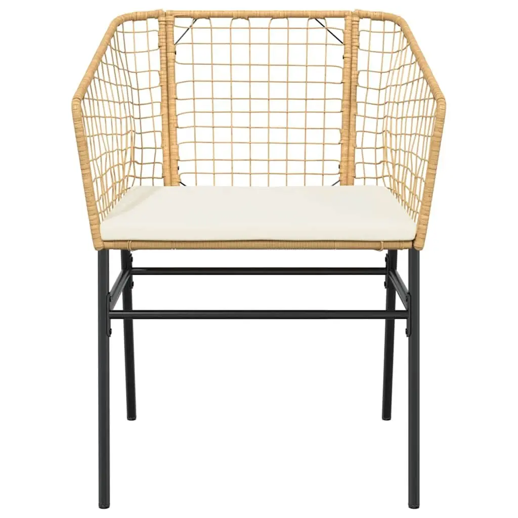 Garden Dining Set 3 Piece Brown Poly Rattan Outdoor Furniture with Cushions