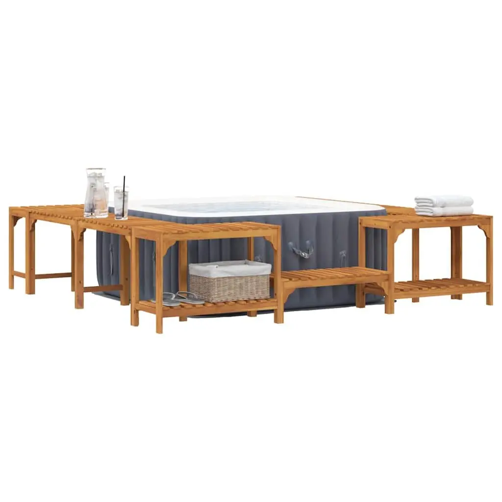 Hot Tub Surround 255x255x55.5cm Solid Acacia Wood Weather-Resistant Outdoor Enclosure Spa Deck