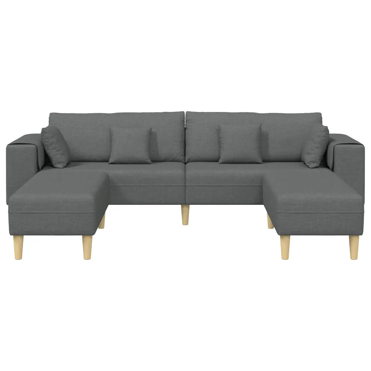 3-Piece Modern Grey Fabric Sofa Set with Cushions for Living Room Furniture
