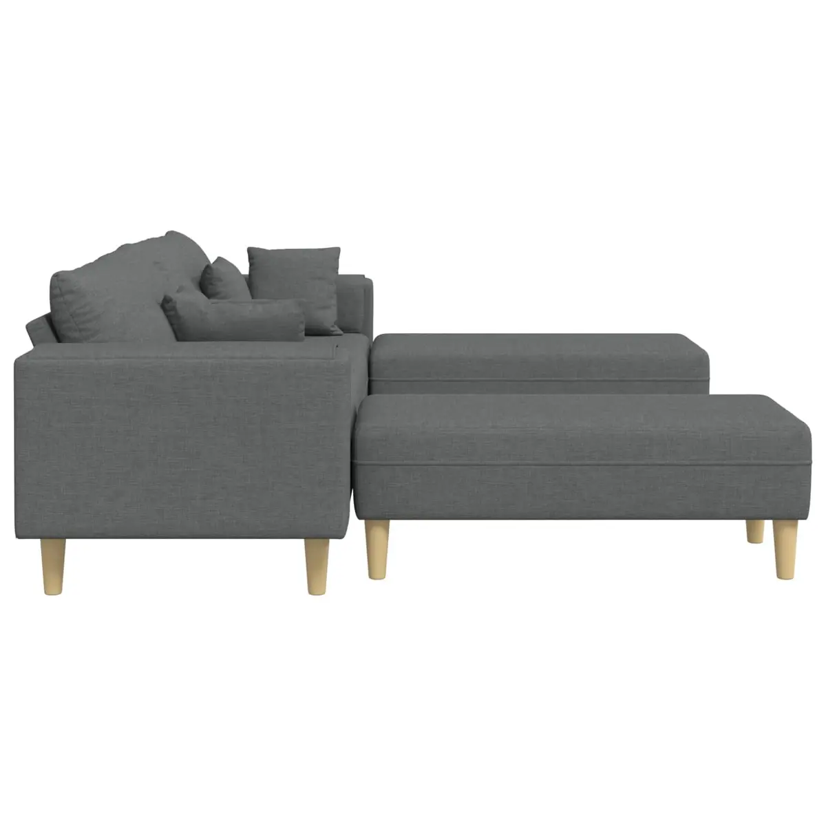 3-Piece Modern Grey Fabric Sofa Set with Cushions for Living Room Furniture