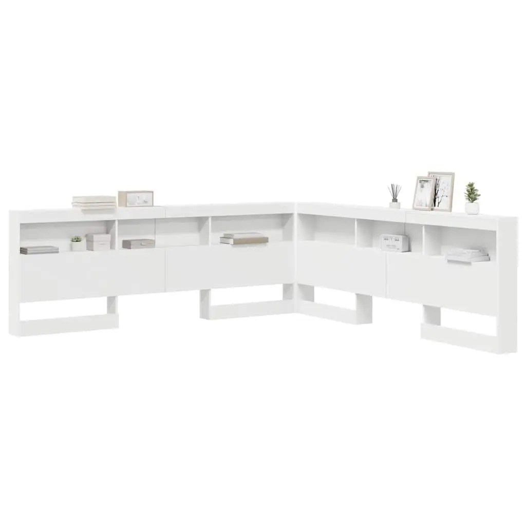 Storage Headboard with Shelves 180cm White Engineered Wood Bedroom Furniture