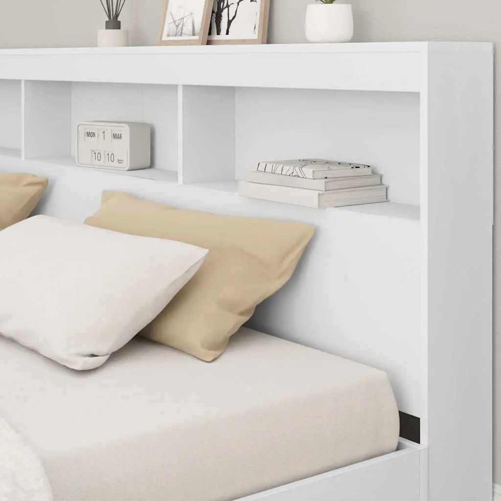 Storage Headboard with Shelves 180cm White Engineered Wood Bedroom Furniture