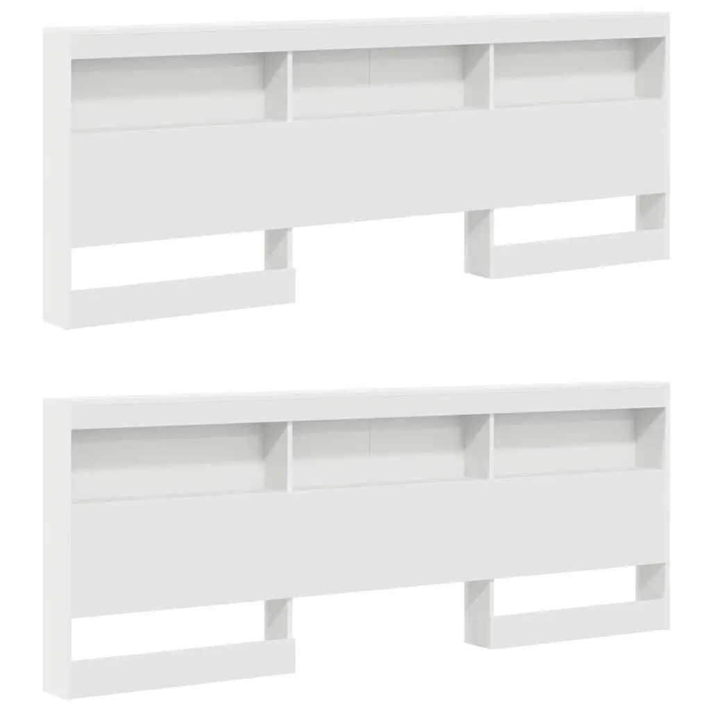 Storage Headboard with Shelves 180cm White Engineered Wood Bedroom Furniture
