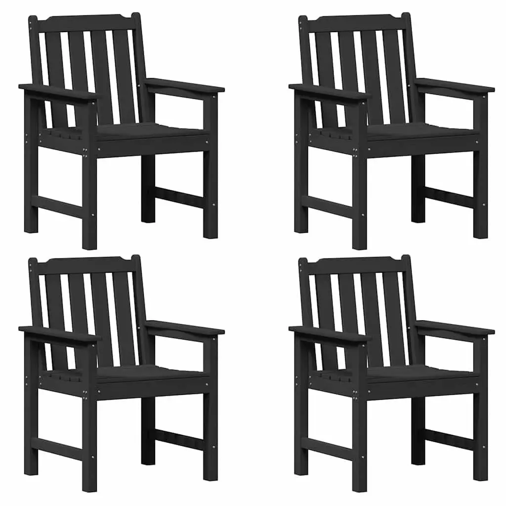Outdoor Garden Chair 4 Pack Black Modern Seating Contemporary Polyethylene