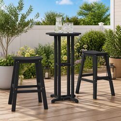 Garden Bar Set 3 Pieces Black Outdoor Furniture Patio Lounging Entertaining