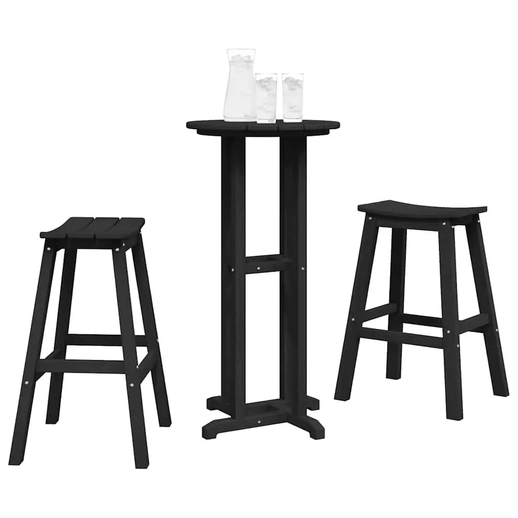Garden Bar Set 3 Pieces Black Outdoor Furniture Patio Lounging Entertaining