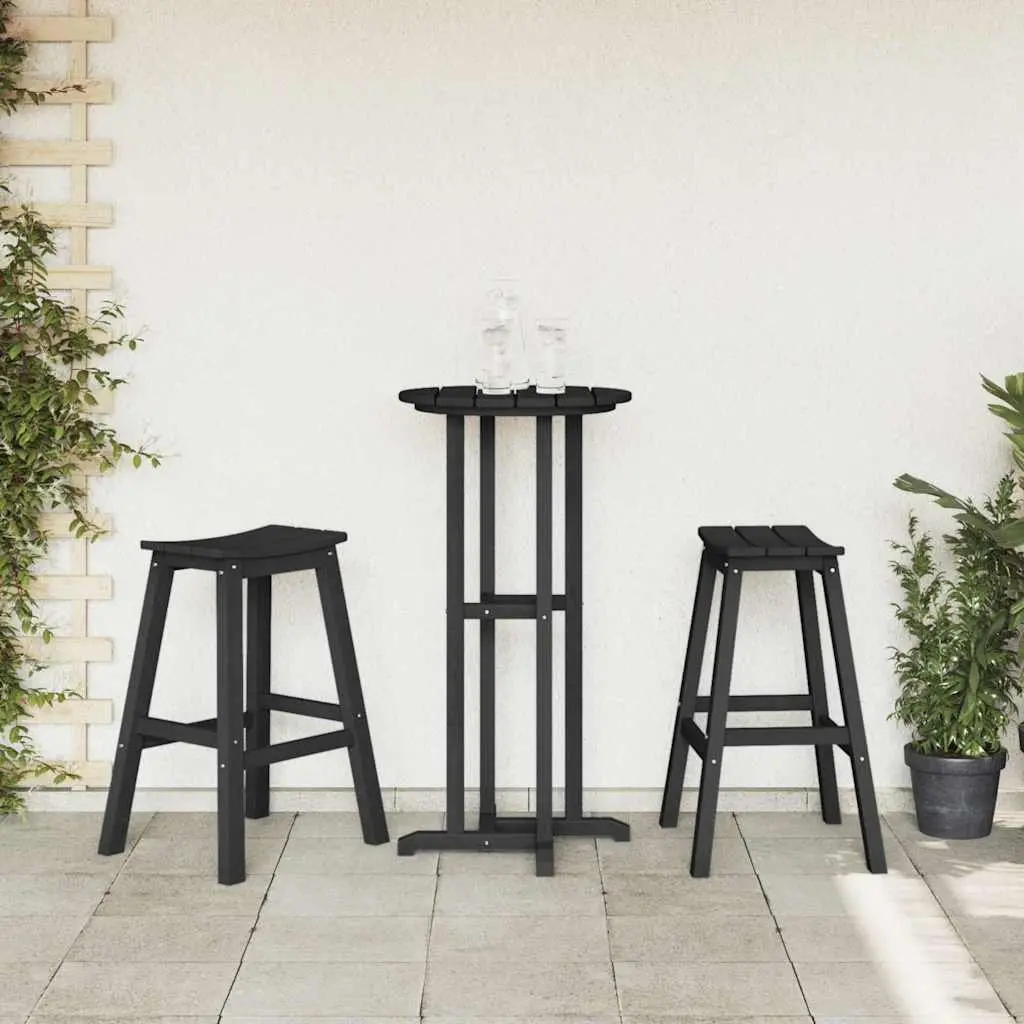 Garden Bar Set 3 Pieces Black Outdoor Furniture Patio Lounging Entertaining