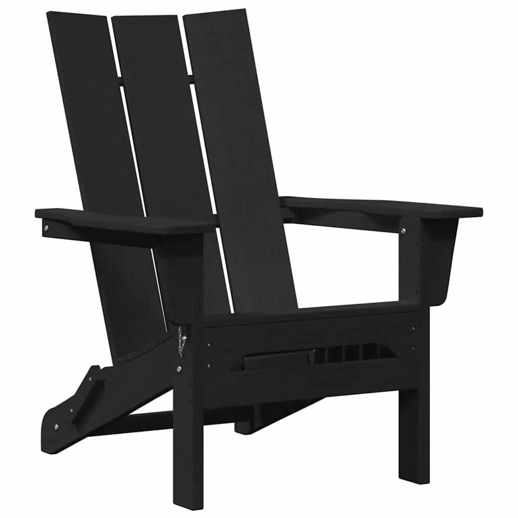 Outdoor Chair Set of 2 Black Modern Garden Seating with Armrests Weather-Resistant Polyethylene