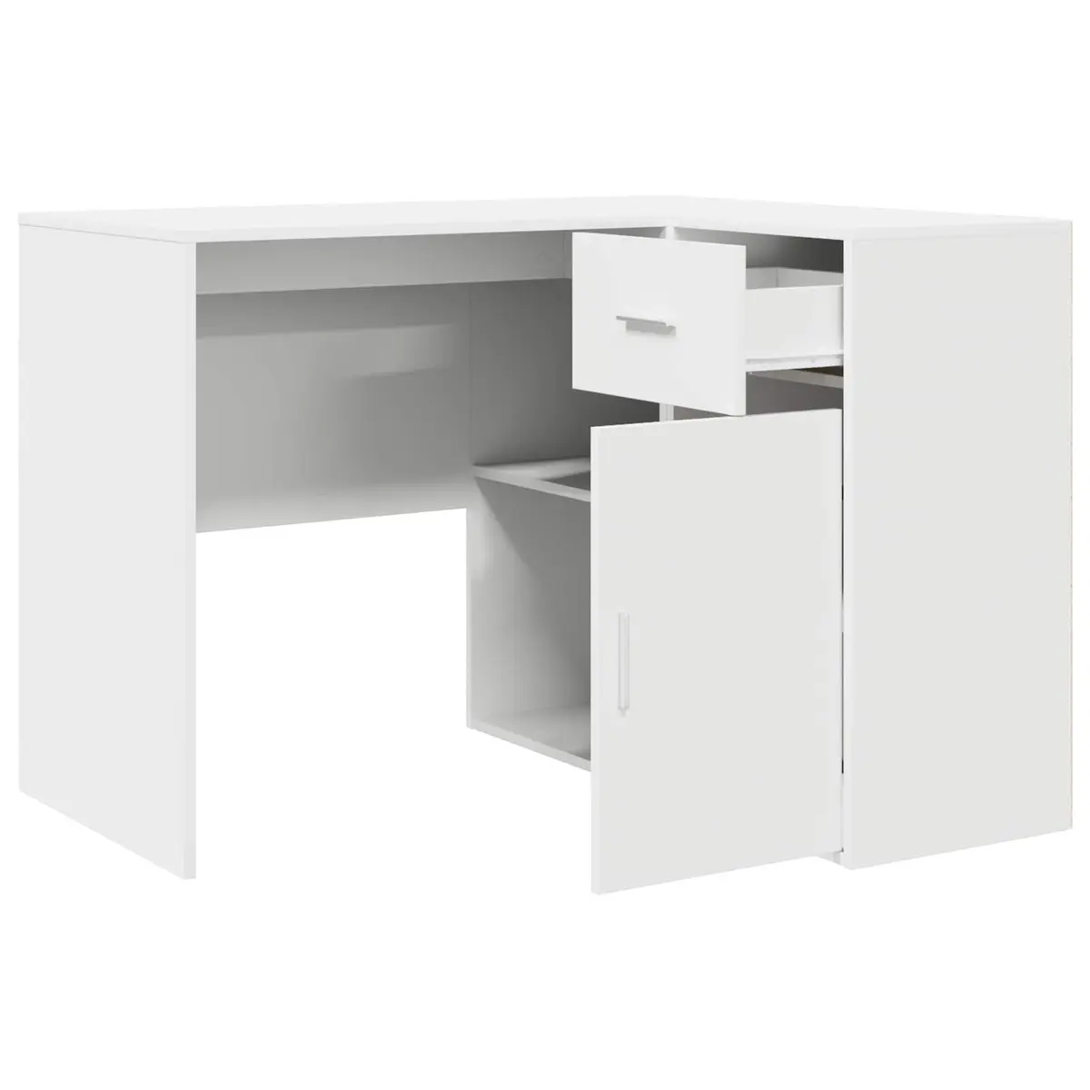 Corner Desk 102 x 88 x 75 cm White Modern Office Workstation with Drawer and Storage Compartments