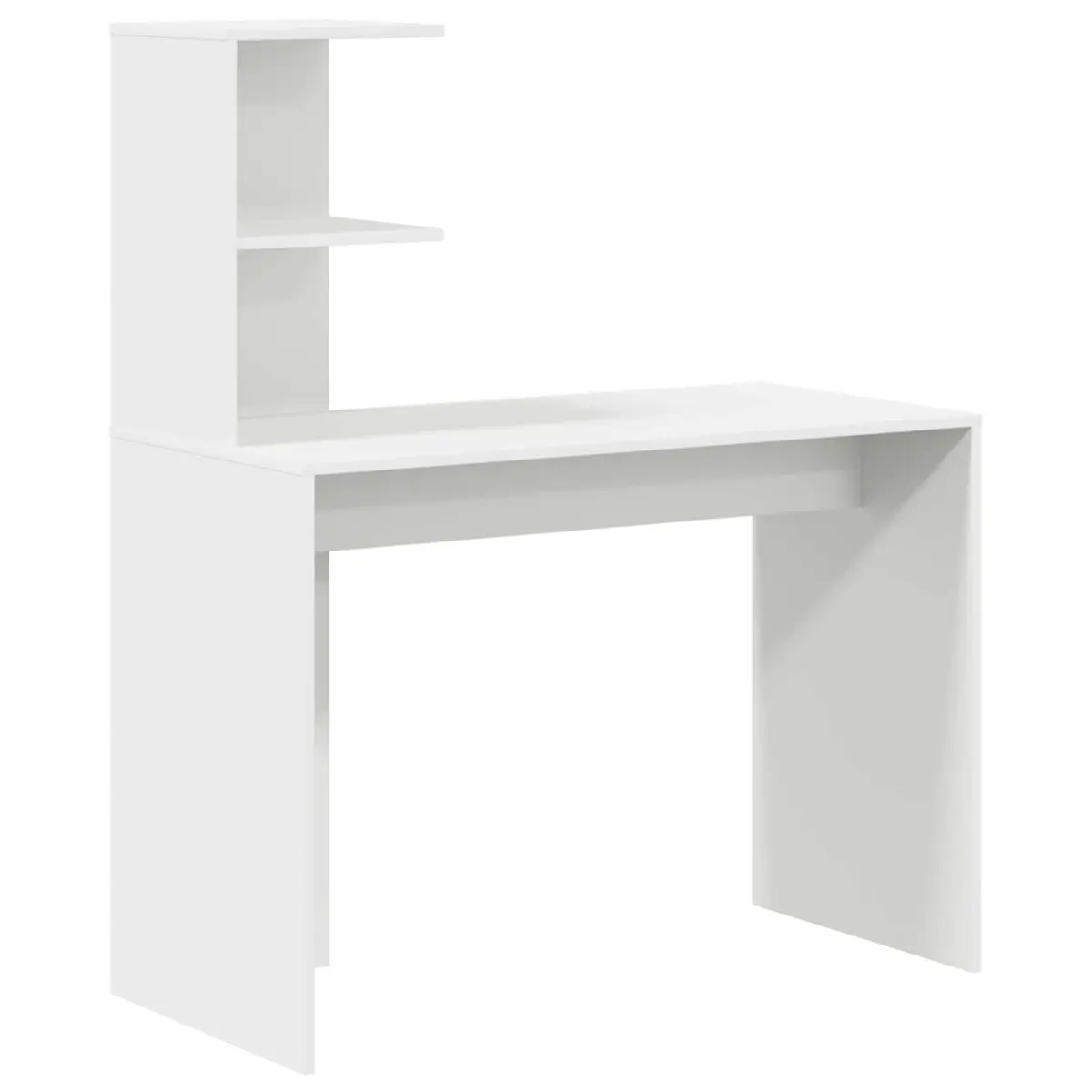 White Desk Set 2 Piece with Storage Cabinet and Shelves Modern Office Furniture