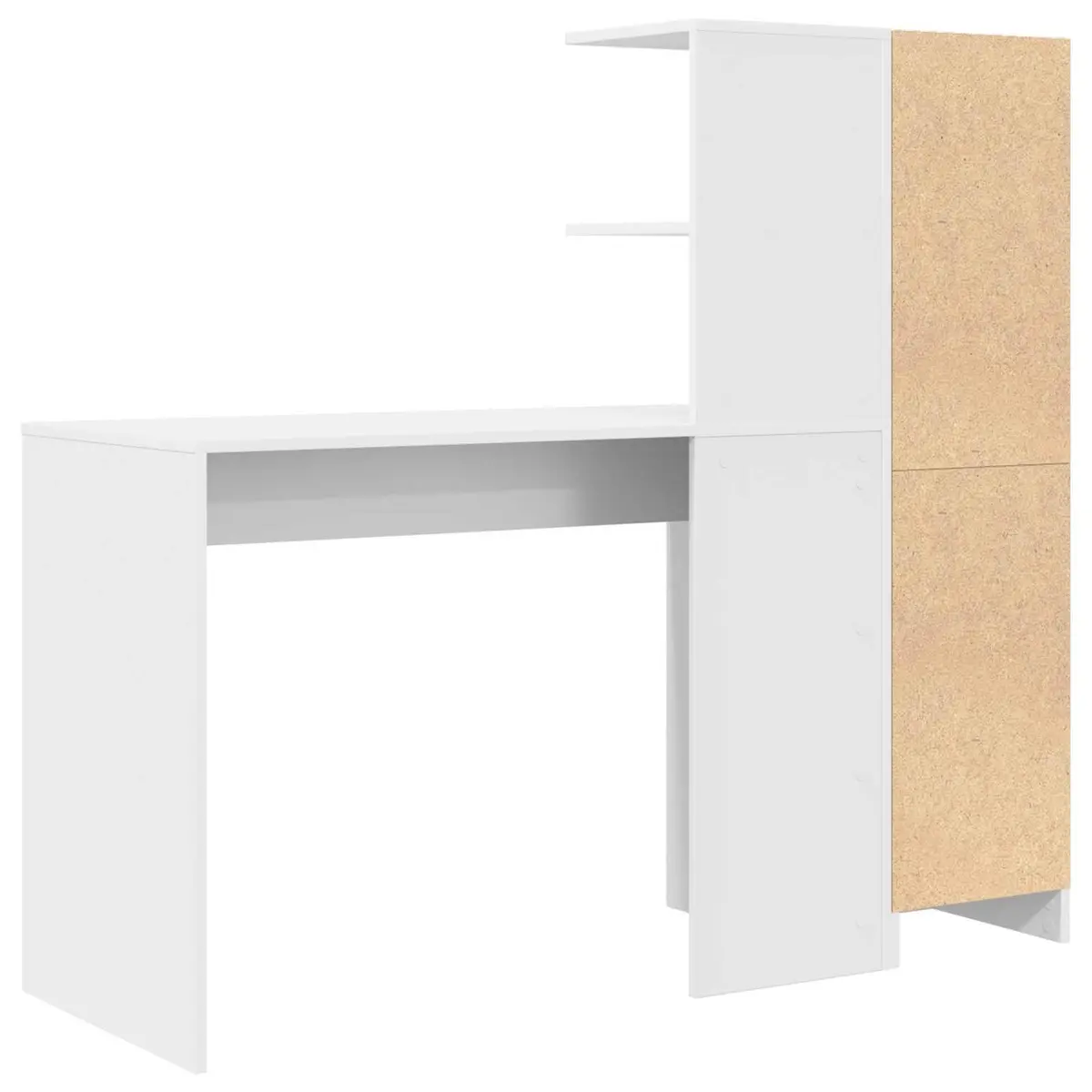 White Desk Set 2 Piece with Storage Cabinet and Shelves Modern Office Furniture