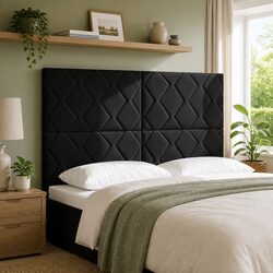 Black Velvet Headboard 144cm Modern Bedroom Upholstered Adjustable Sleep