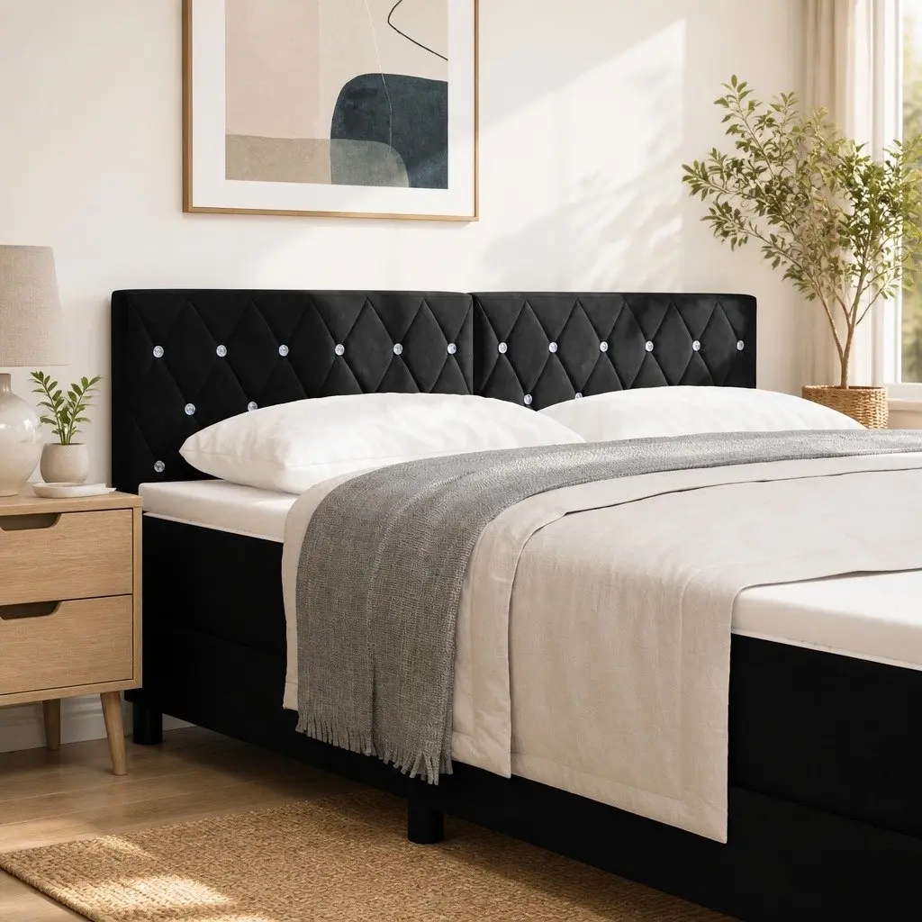 LED Headboard 160 cm Black Adjustable Height with RGB Strip Lights