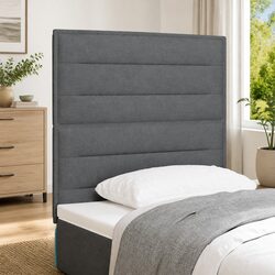 Modern Dark Grey LED Headboard for Enhanced Bedroom Ambiance