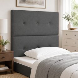 LED Headboard 80cm Grey Fabric Adjustable Height with USB Strip Lights Modern