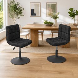 Set of 2 Stylish Swivel Chairs in Black Velvet