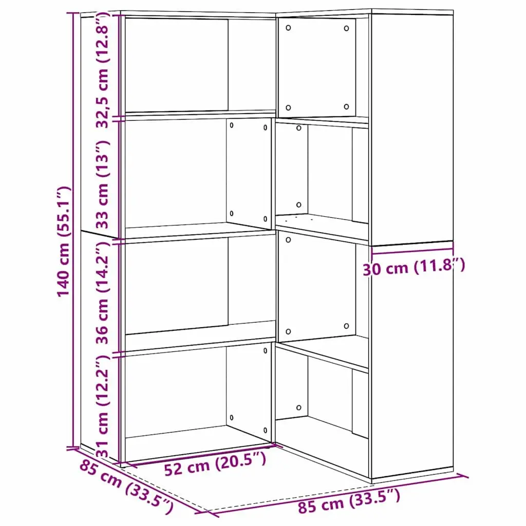 Engineered Wood Wardrobe 6-Tier Storage Cabinet 85 x 85 x 140 cm Black Oak