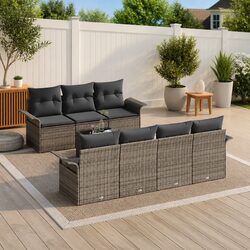 8pc Grey Patio Lounge Set: Modern Outdoor Comfort