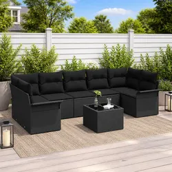 Stylish 8-Piece Modular Garden Sofa Set in Black