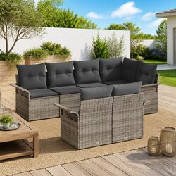 Outdoor 7-Piece Sofa Set in Grey with Modern Design