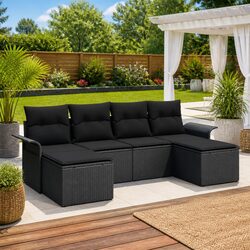 Stylish 6 Piece Black Outdoor Sofa Set for Your Garden
