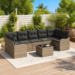 Outdoor Garden Sofa Set Grey Modular Poly Rattan Patio Seating Corner Lounge