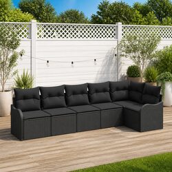 Outdoor Garden Sofa Set Black Poly Rattan Modular Furniture Patio Lounge Seating