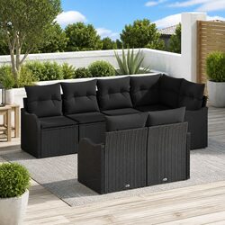 Black Poly Rattan Garden Sofa Set Modular Outdoor Furniture Corner Seat