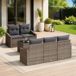 6-Piece Grey Garden Sofa Set for Ultimate Comfort