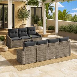 Outdoor Garden Sofa Set 8pcs Modular Lounge Seating with Cushions Pillows