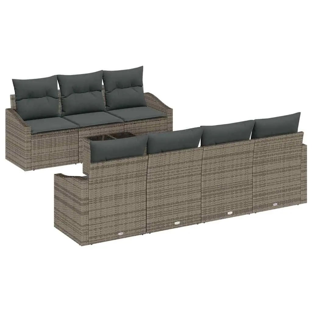 Modular Outdoor Garden Sofa Set 8 Piece Grey with Cushions and Adjustable Table