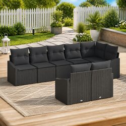Stylish 8-Piece Black Garden Lounge Set
