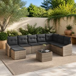 Stylish 9-Piece Modular Garden Sofa Set in Grey