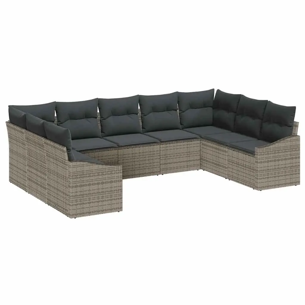 Outdoor Sofa Set 9 Pieces Grey Poly Rattan Garden Patio Furniture Modular