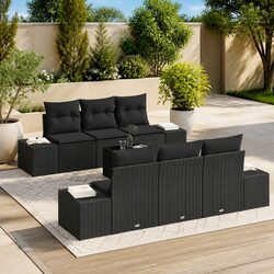 Black Modular Outdoor Lounge Sofa Set - 7 Pieces